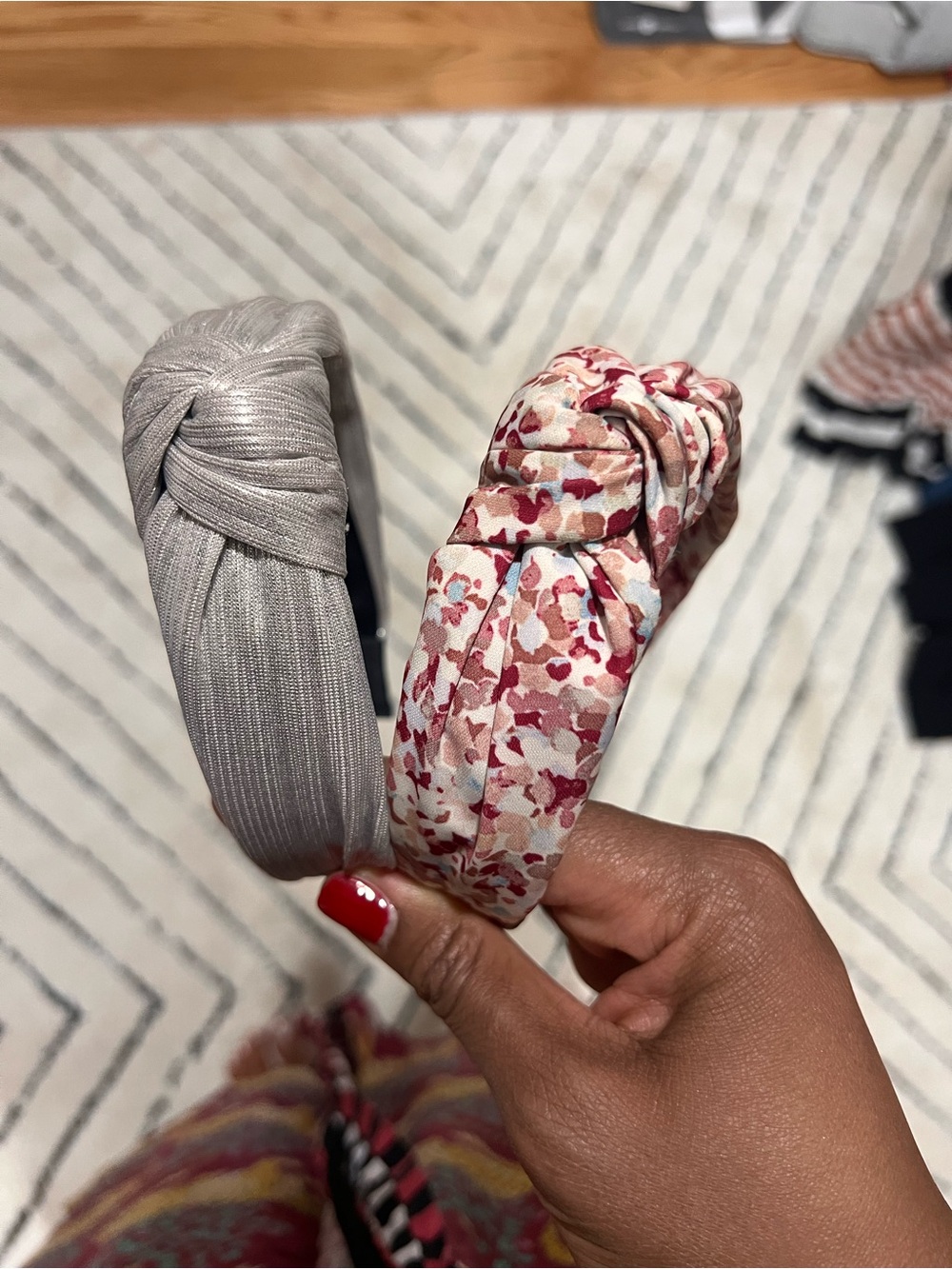 Women's Knot Headband Set - Pink Floral & Silver